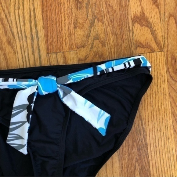 NEW NWOT JAG JEANS Solid Black Blue White Belted Stripe Y2K Bikini BOTTOM XL - Picture 4 of 8